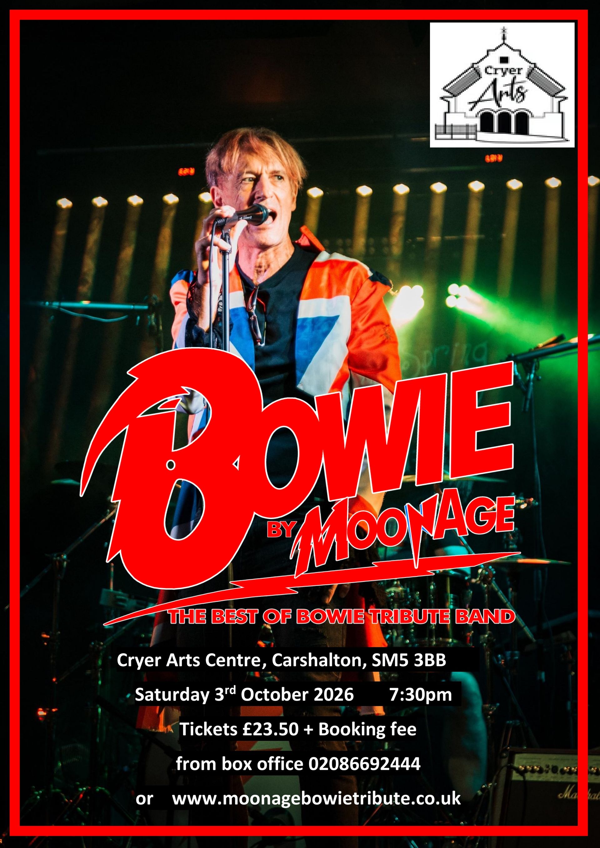 Gig poster for Cryer Arts Centre, Carshalton